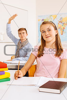 Happy students in the classroom