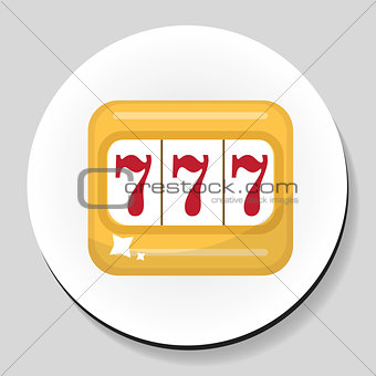 The one-armed bandit sticker icon flat style. Vector illustration.