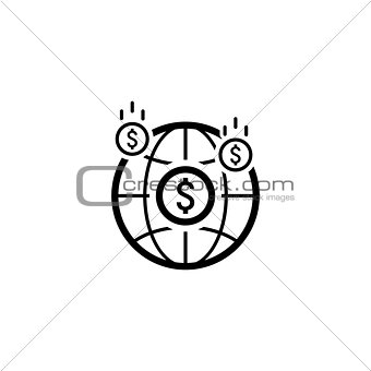 Money Income Icon. Business Concept. Flat Design.