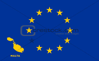 EU flag with Malta country. European Union membership Malta