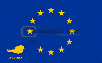 EU flag with Austria country. European Union membership Austria