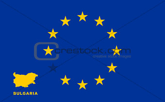 EU flag with Bulgaria country. European Union membership Bulgaria