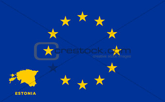 EU flag with Estonia country. European Union membership Estonia