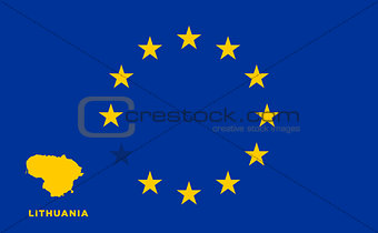 EU flag with Lithuania country. European Union membership Lithuania