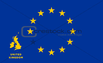 EU flag with United Kingdom country. European Union membership United Kingdom