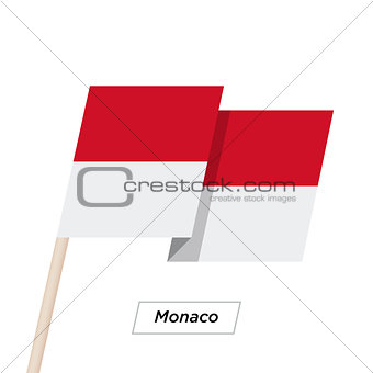 Monaco Ribbon Waving Flag Isolated on White. Vector Illustration.