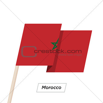 Morocco Ribbon Waving Flag Isolated on White. Vector Illustration.
