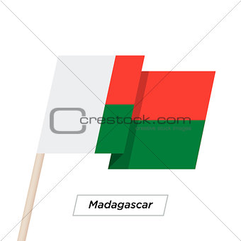Madagascar Ribbon Waving Flag Isolated on White. Vector Illustration.