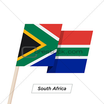 South Africa Ribbon Waving Flag Isolated on White. Vector Illustration.