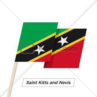 Saint Kitts and Nevis Ribbon Waving Flag Isolated on White. Vector Illustration.