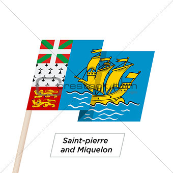 Saint-pierre and Miquelon Ribbon Waving Flag Isolated on White. Vector Illustration.