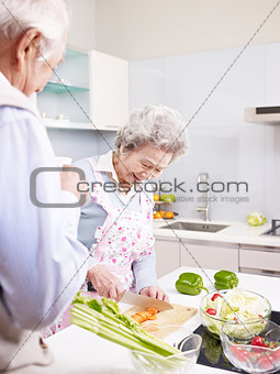 senior couple in kitchen