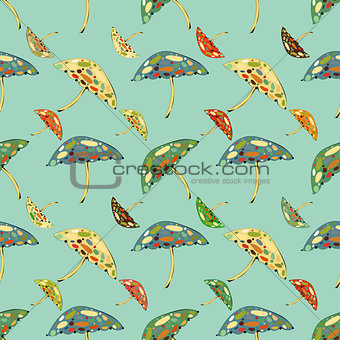 Abstract umbrellas seamless pattern background.