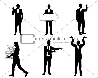 Six businessmen silhouette