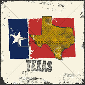 Label with map of texas.
