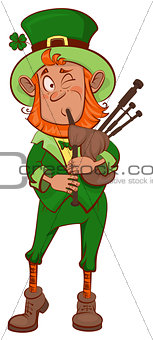 St. Patricks Day. Man musician and bagpipes
