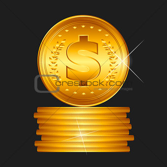 Gold coin, vector
