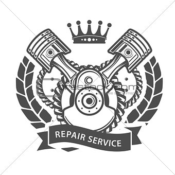 Auto repair service emblem - symbolic engine