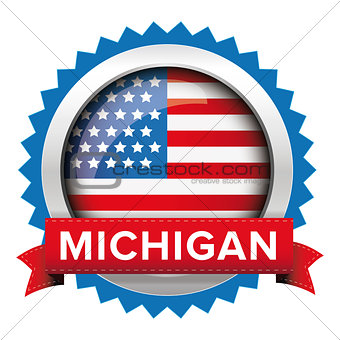 Michigan and USA flag badge vector