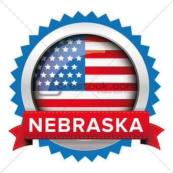 Nebraska and USA flag badge vector