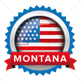 Montana and USA flag badge vector
