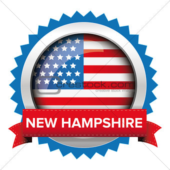 New Hampshire and USA flag badge vector