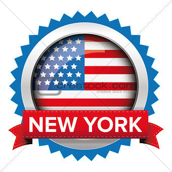 New York and USA flag badge vector