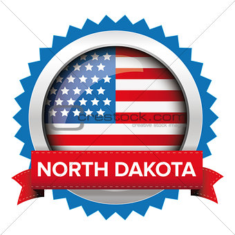 North Dakota and USA flag badge vector