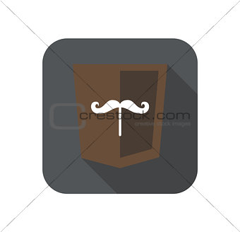 web development shield sign isolated mustache icon on grey badge with long shadow