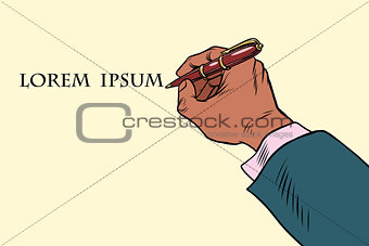 Businessman signs a document with a pen