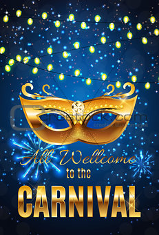 Carnival Party Mask Holiday Poster Background. Vector Illustrati
