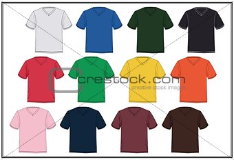 Template T-shirt V Neck  Colorful, Vector.