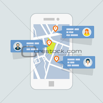 Location check-in on map - mobile gps navigation