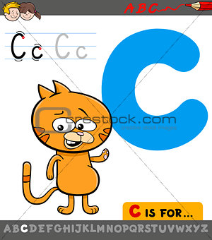 letter c with cartoon cat
