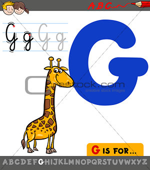 letter g with cartoon giraffe