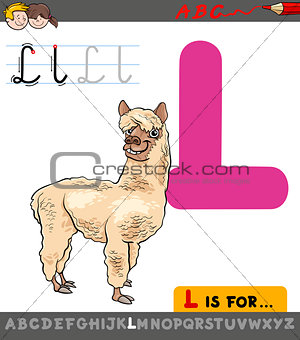 letter l with cartoon llama