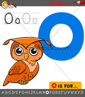 letter o with cartoon owl bird
