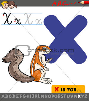 letter x with cartoon xerus