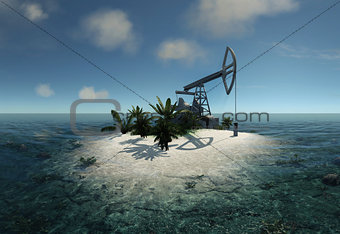 Island Oil Pump 3d rendering