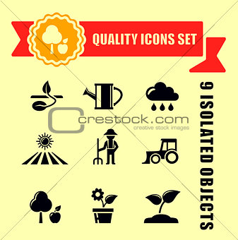 agriculture or garden icons with red tape