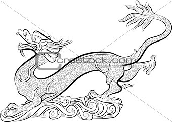 Old Chinese Traditional Dragon, vector illustration