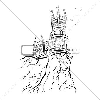 Yalta Swallow Nest. Drawing vector illustration