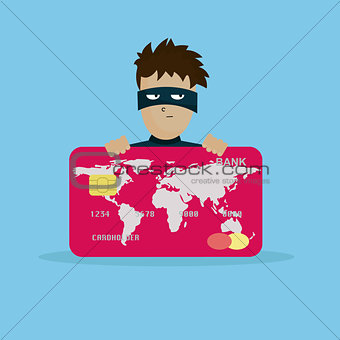 Thief holding credit card in hand