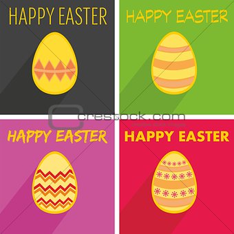 Flat vector easter egg set with wishes and long shadow