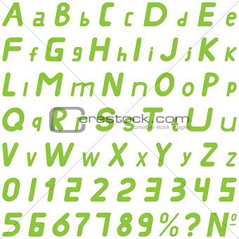 Green fonts soft sloping style hand work for commerce use.