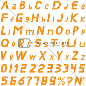 Orange fonts middle sloping style hand work for commerce use.