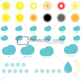 Symbol whether: suns, clouds, snowflakes and drop.