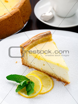 Lemon cheesecake on a plate