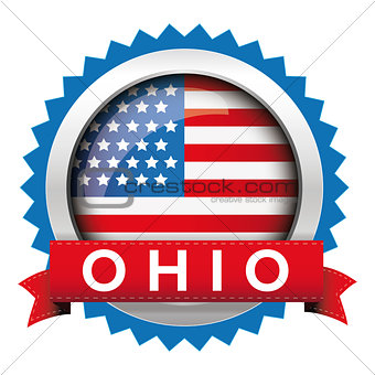 Ohio and USA flag badge vector