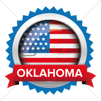 Oklahoma and USA flag badge vector